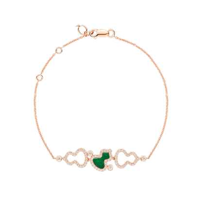 Wulu bracelet in 18K rose gold with diamonds and jade