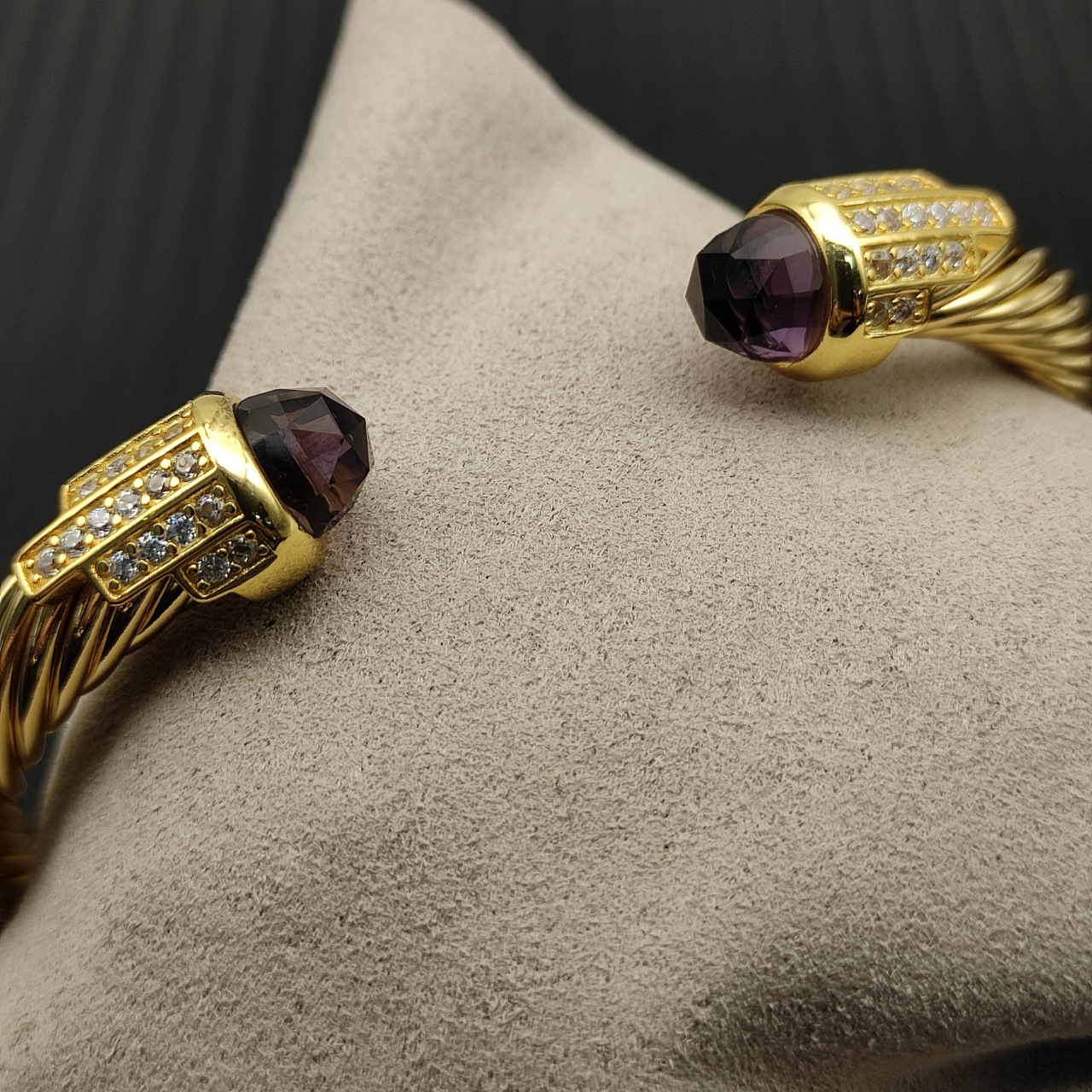 7mm Cable Bracelet with Amethyst & Diamond Accents