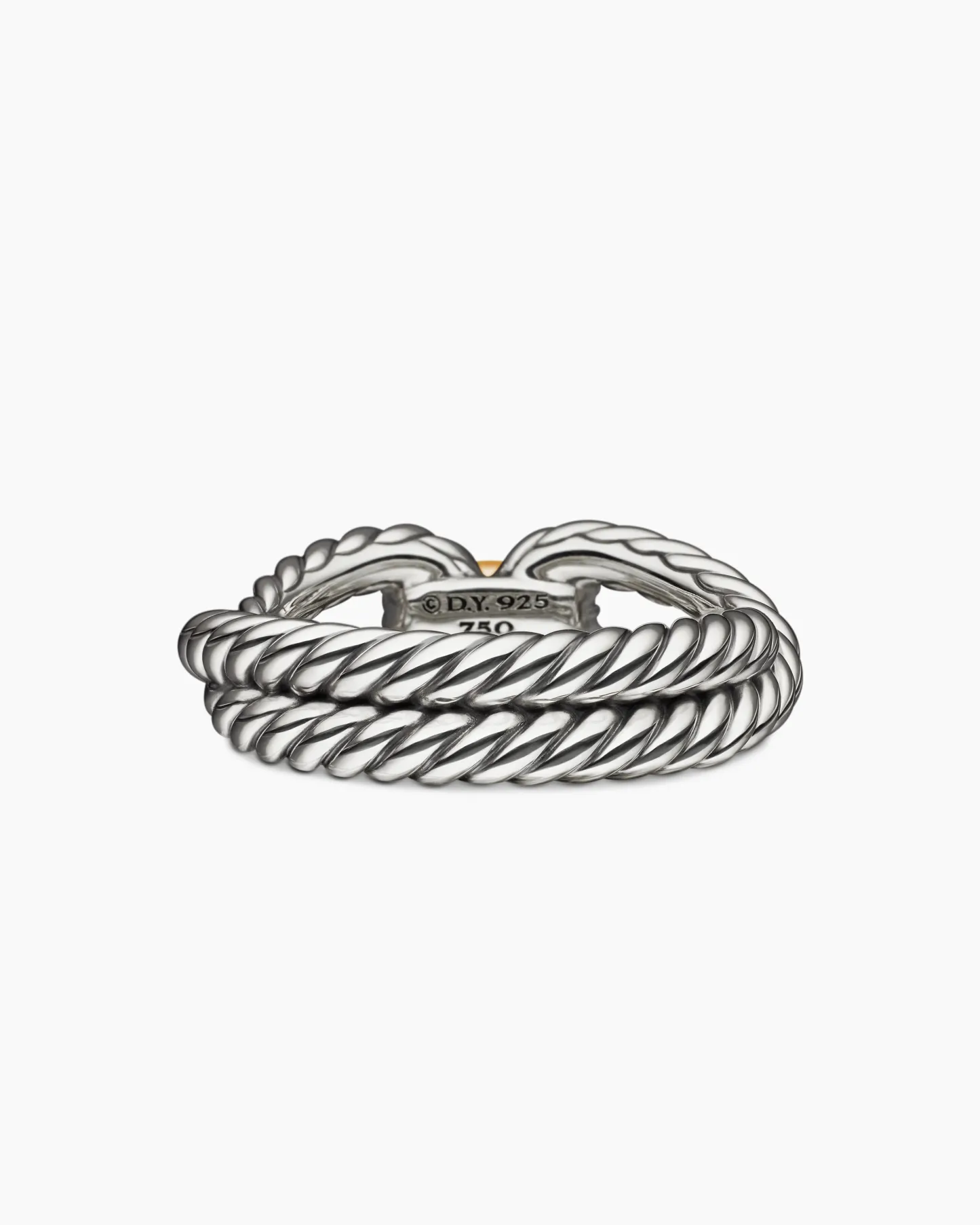 Cable Loop Band Ring Sterling Silver with 18K Yellow Gold