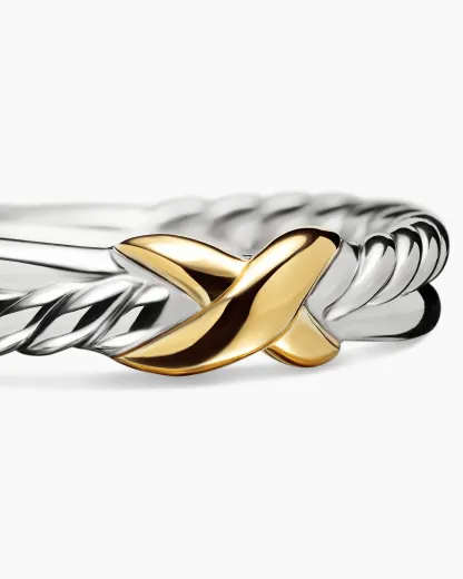 Petite X Ring Sterling Silver with 18K Yellow Gold