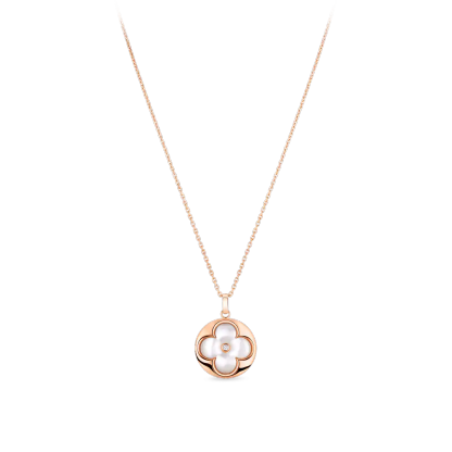 Color Blossom XL Medallion Pink Gold, White Mother-Of-Pearl and Diamond