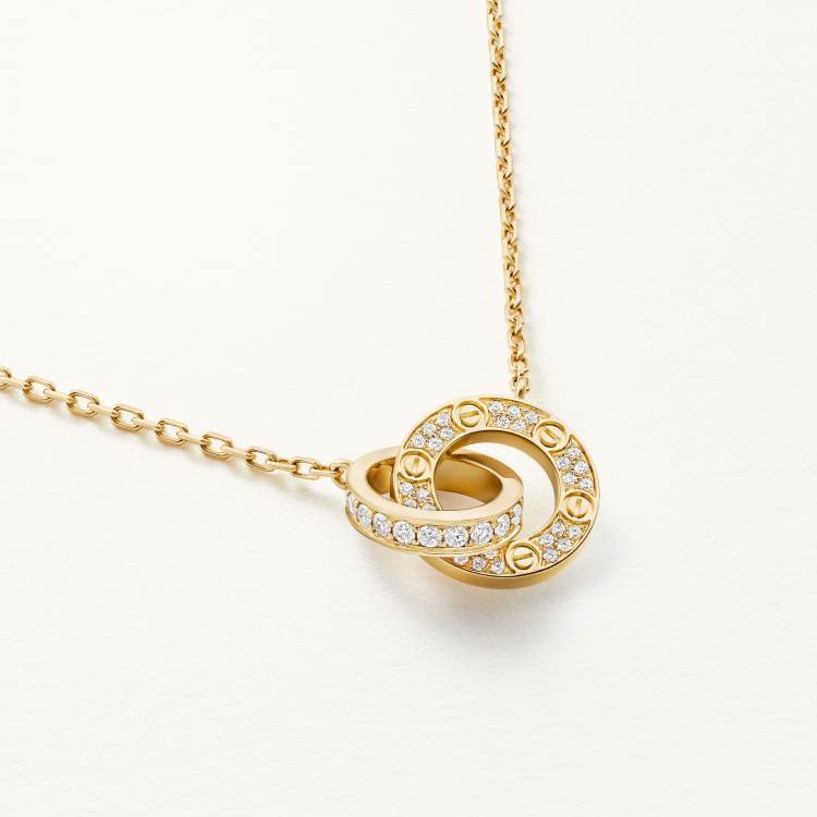 LOVE necklace, paved with diamonds, 18K yellow gold
