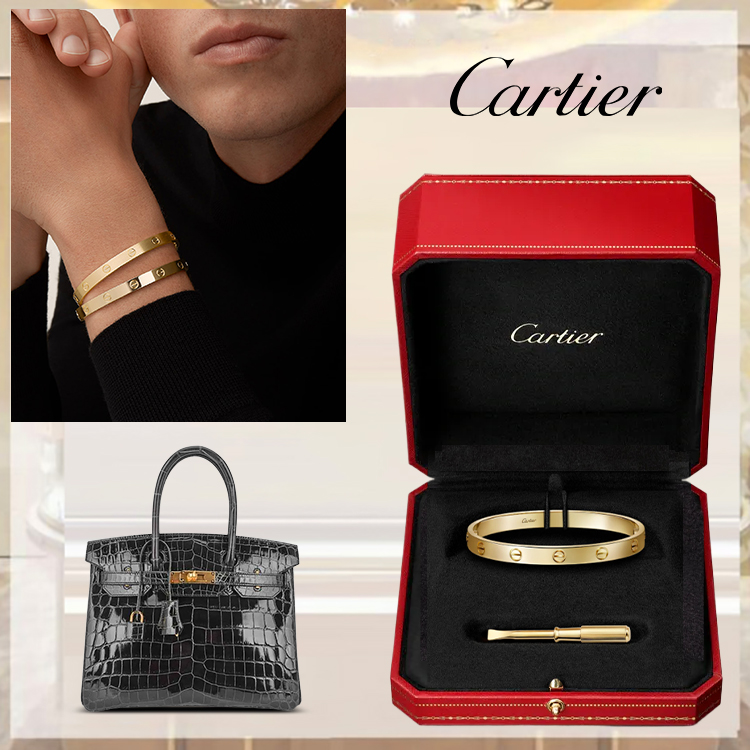 LOVE BRACELET, CLASSIC MODEL, BRUSHED, 4 DIAMONDS & HERthtMES BIRKIN 30 BAG