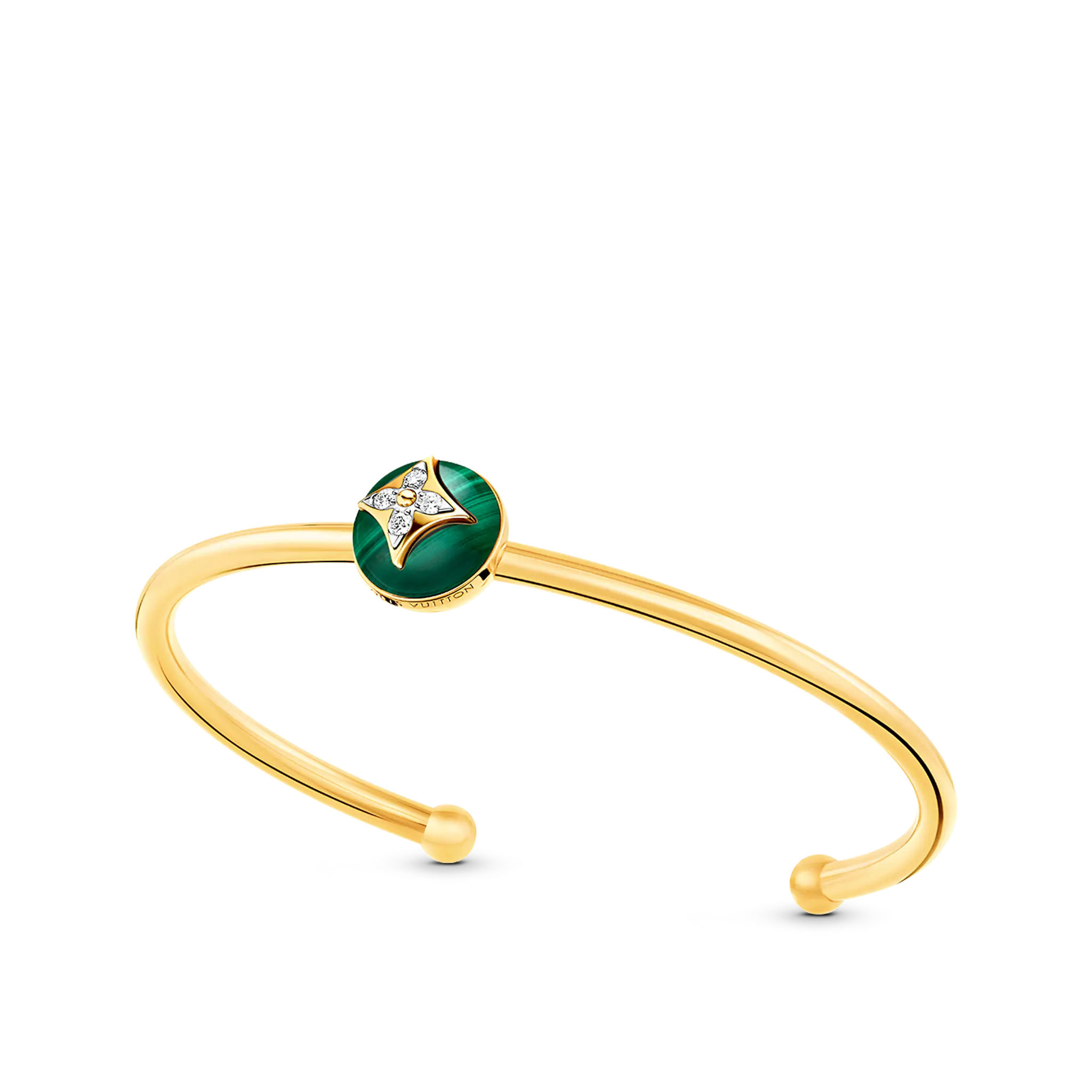 B Blossom Open Bangle, Yellow Gold, White Gold, Malachite And Diamonds