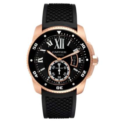 Cartier Calibre Rose Gold Black Dial Automatic Mens Watch