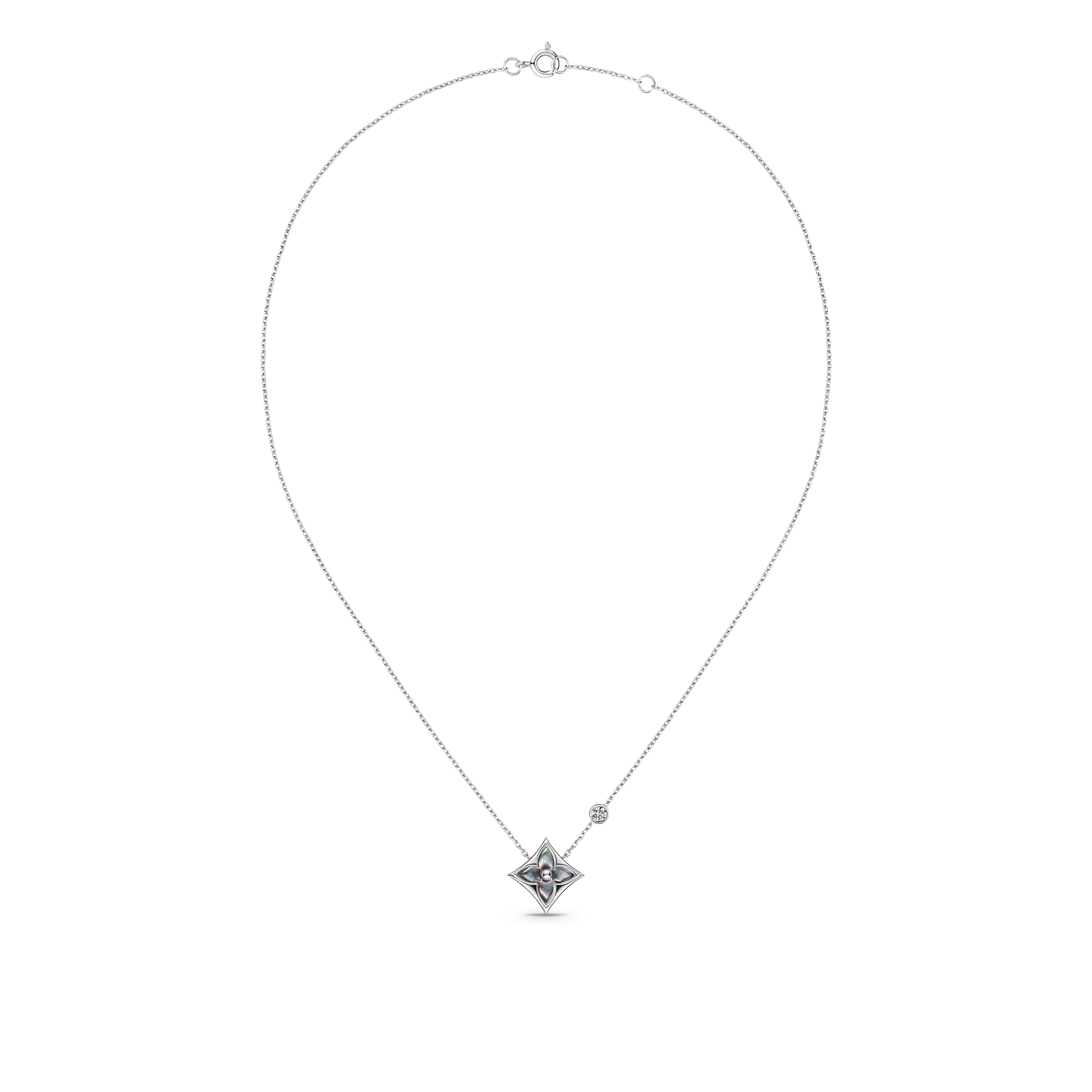 Color Blossom Bb Star Pendant, White Gold, Grey Mother-Of-Pearl And Diamond