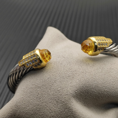 7mm Cable Bracelet with Yellow & Diamond Accents – Gold Cap