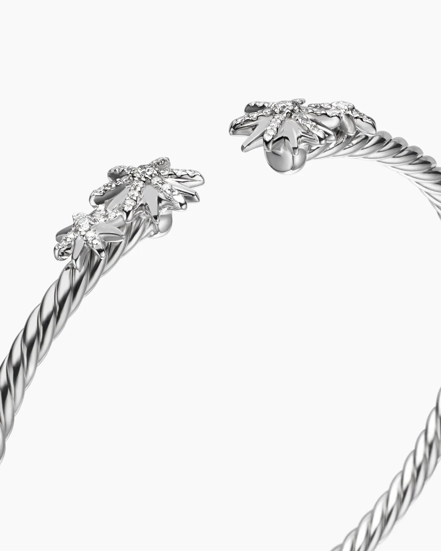 Starburst Cable Bracelet Sterling Silver with Diamonds, 4mm