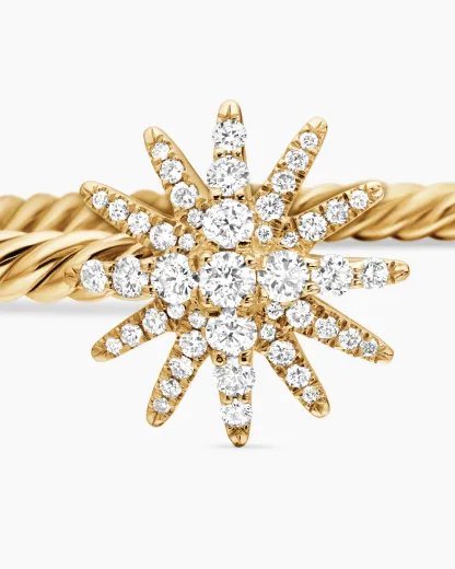Starburst Cable Bracelet 18K Yellow Gold with Diamonds, 3.5mm, 4mm