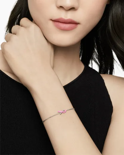 Cable Collectibles® Ribbon Chain Bracelet Sterling Silver with Pink Enamel
