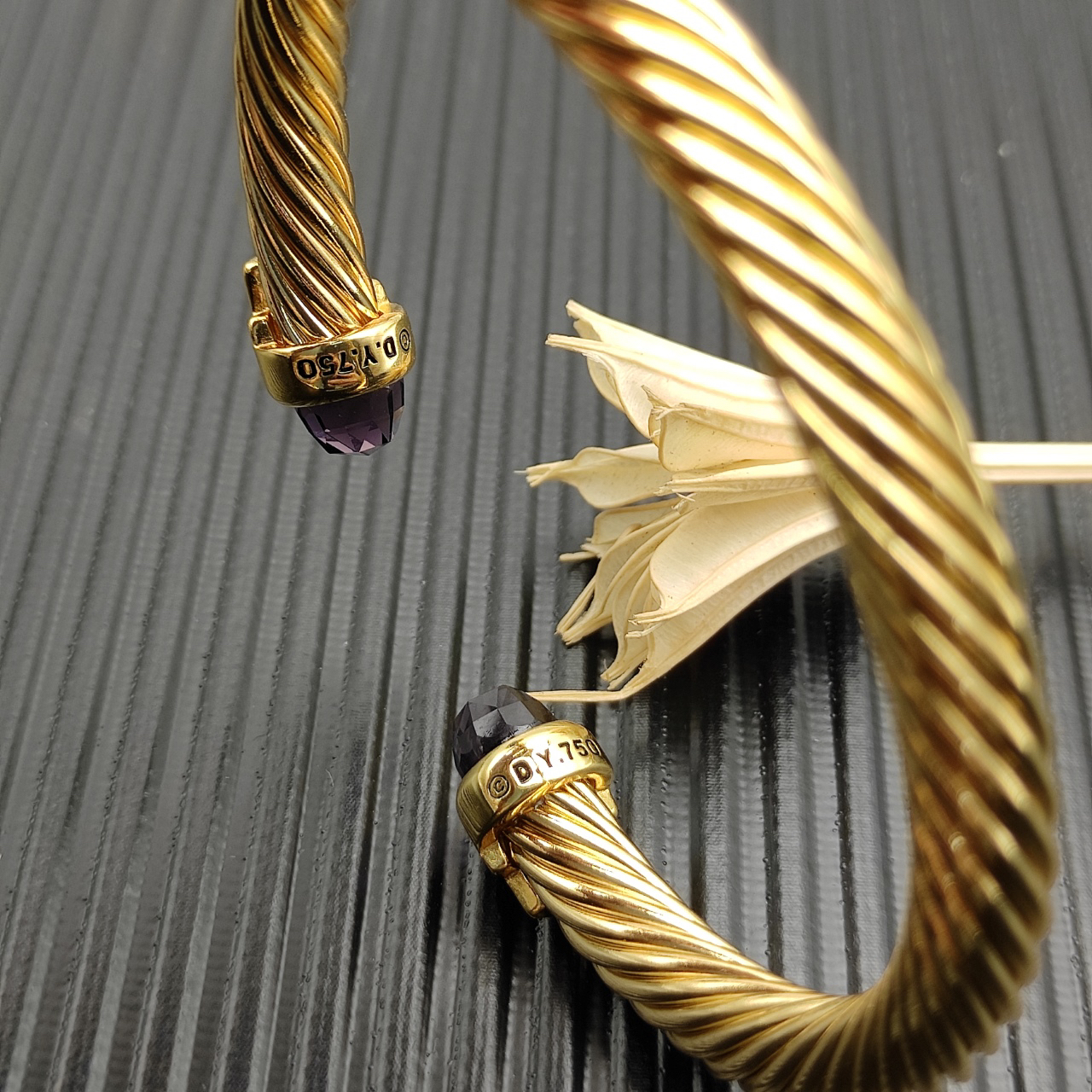 7mm Cable Bracelet with Amethyst & Diamond Accents