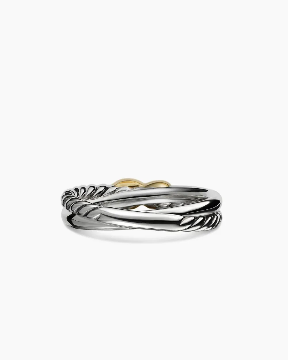 Petite X Ring Sterling Silver with 18K Yellow Gold