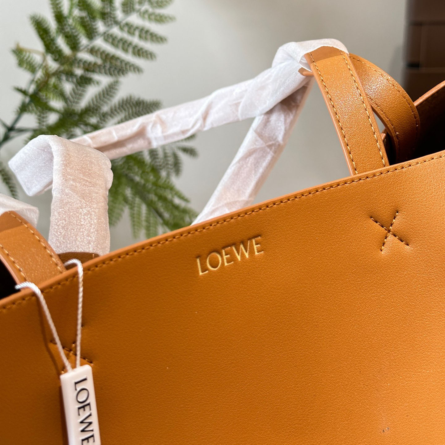 Puzzle Fold tote in shiny calfskin