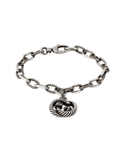 Silver Bracelet with Interlocking Double G Charm