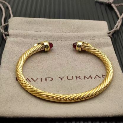 Cable Bracelet with Red Topaz & Diamond Accents  5mm