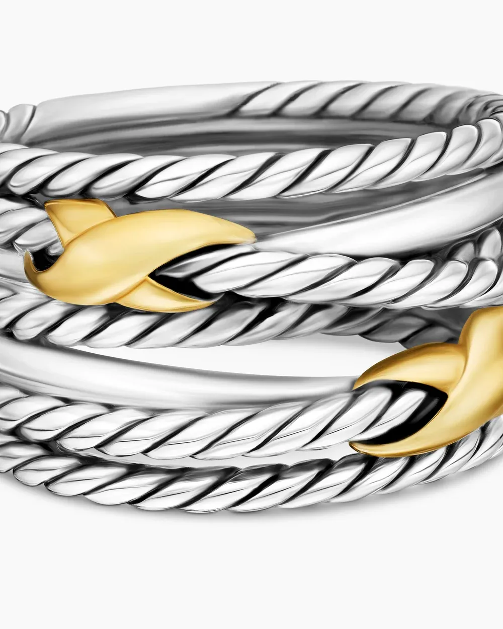 Double X Crossover Ring Sterling Silver with 18K Yellow Gold