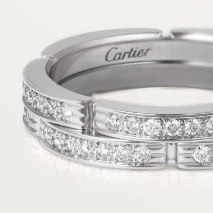 MAILLON PANTHÈRE THIN WEDDING BAND, 2 HALF DIAMOND-PAVED ROWS