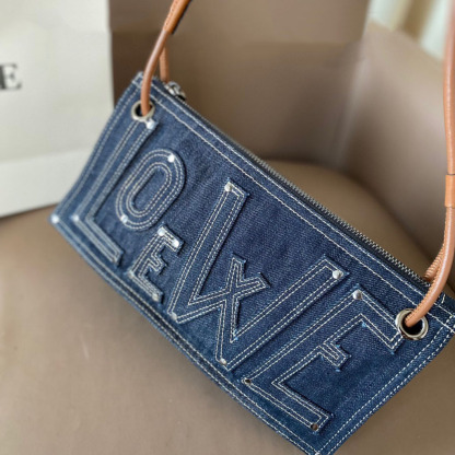 Big Logo Denim Shoulder Bag