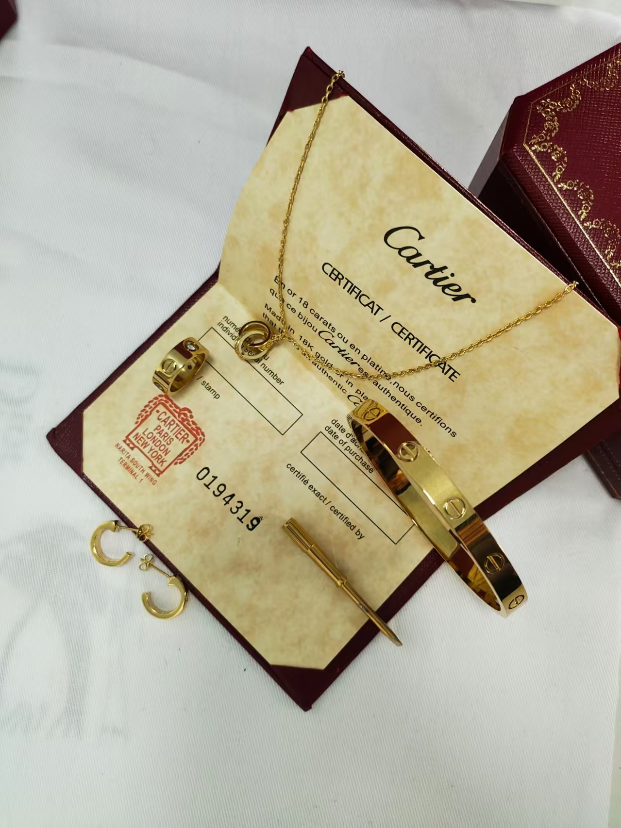 LOVE BRACELET + LOVE RING, 3 DIAMONDS + LOVE NECKLACE, DIAMONDS + LOVE EARRINGS