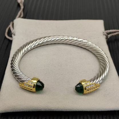 7mm Cable Bracelet with Peridot & Diamond Accents – Gold Cap