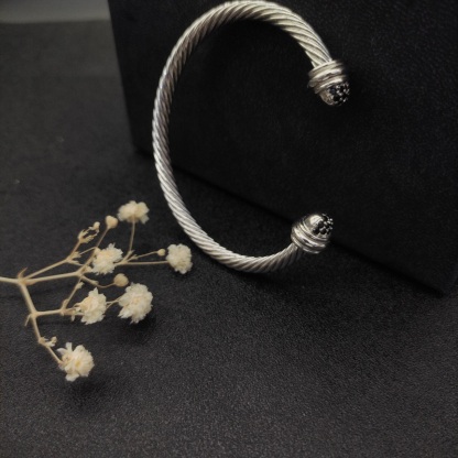 Classic Cable Bracelet Silver and  Half Diamonds 5 MM