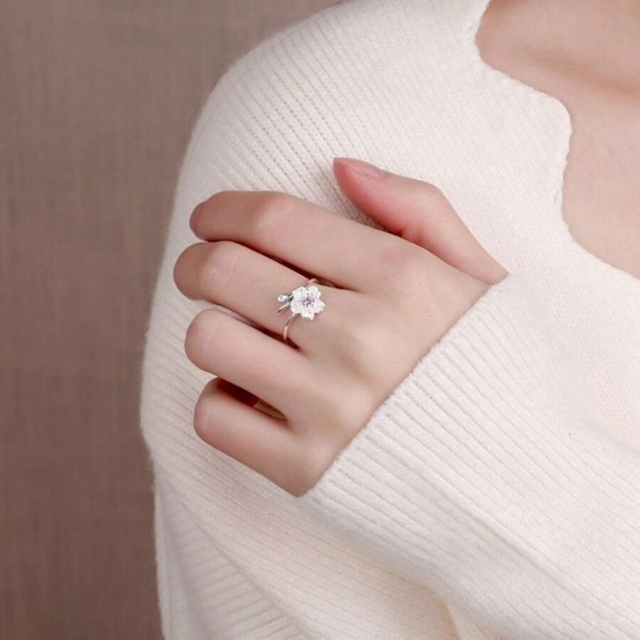 1pc Fashionable Simple Flower Ring For Women