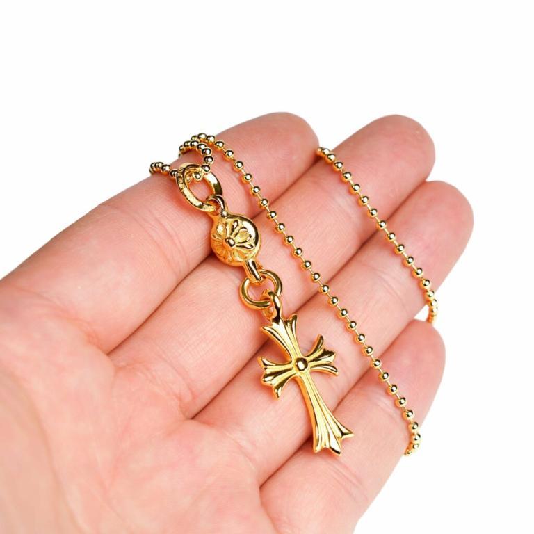 22K GOLD CROSS WITH ONE GOLD BALL CHARM