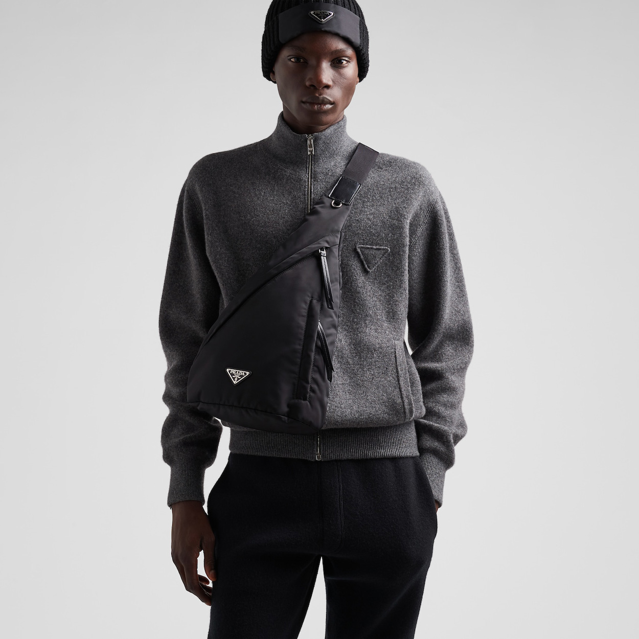 Re-Nylon and leather backpack