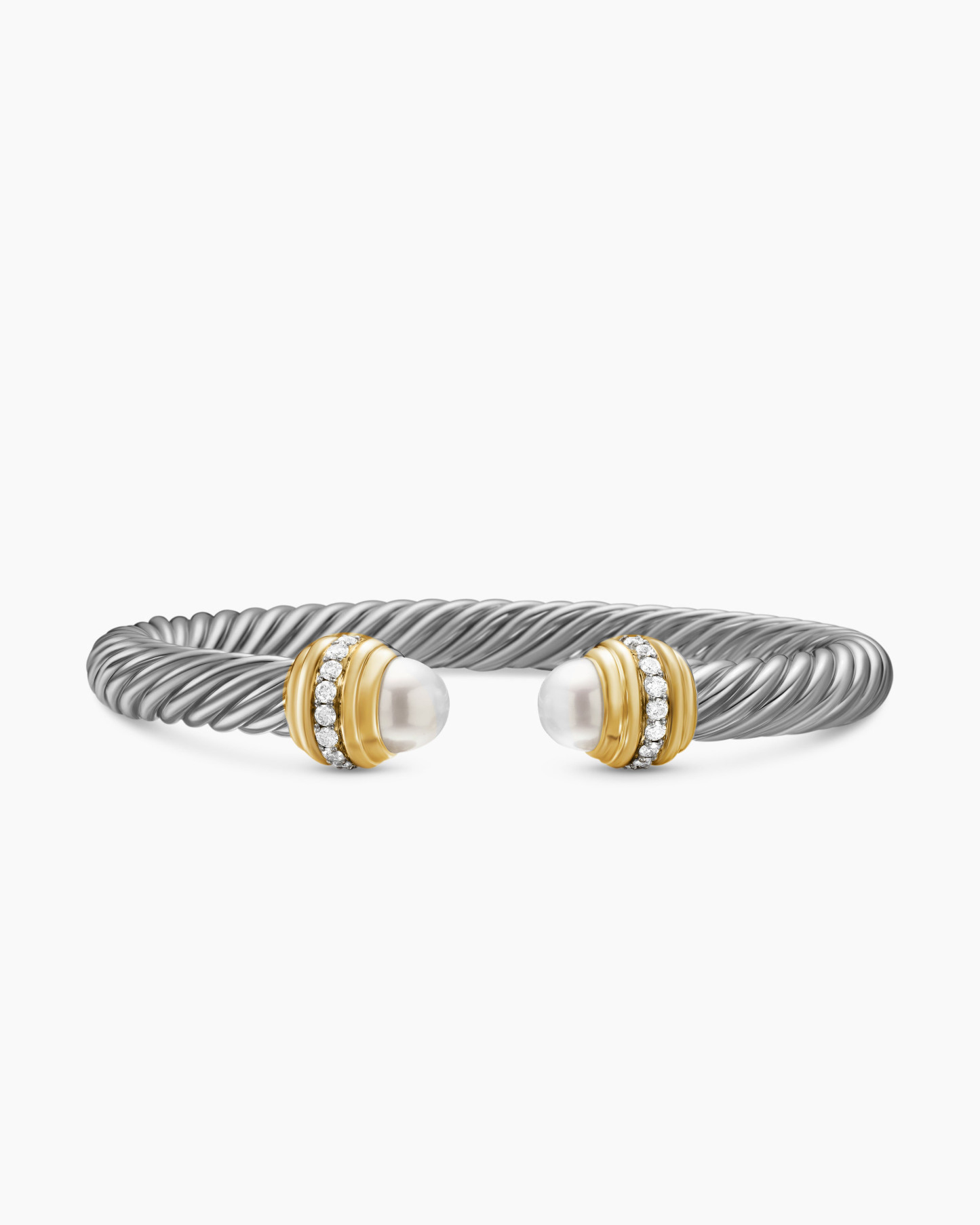 Classic Cablespira® Bracelet 18K Yellow Gold with Pearls and Diamonds, 7mm