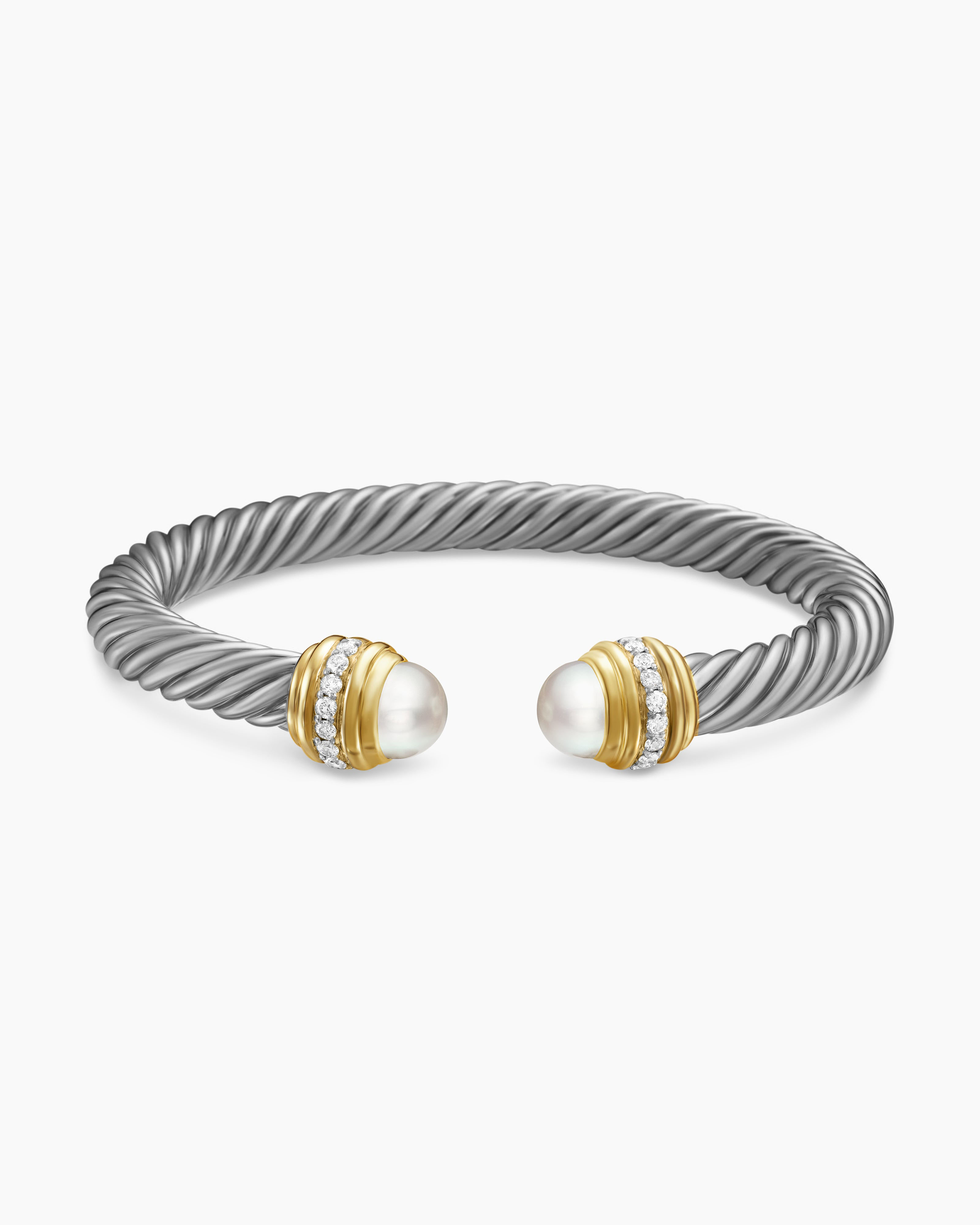 Classic Cablespira® Bracelet 18K Yellow Gold with Pearls and Diamonds, 7mm