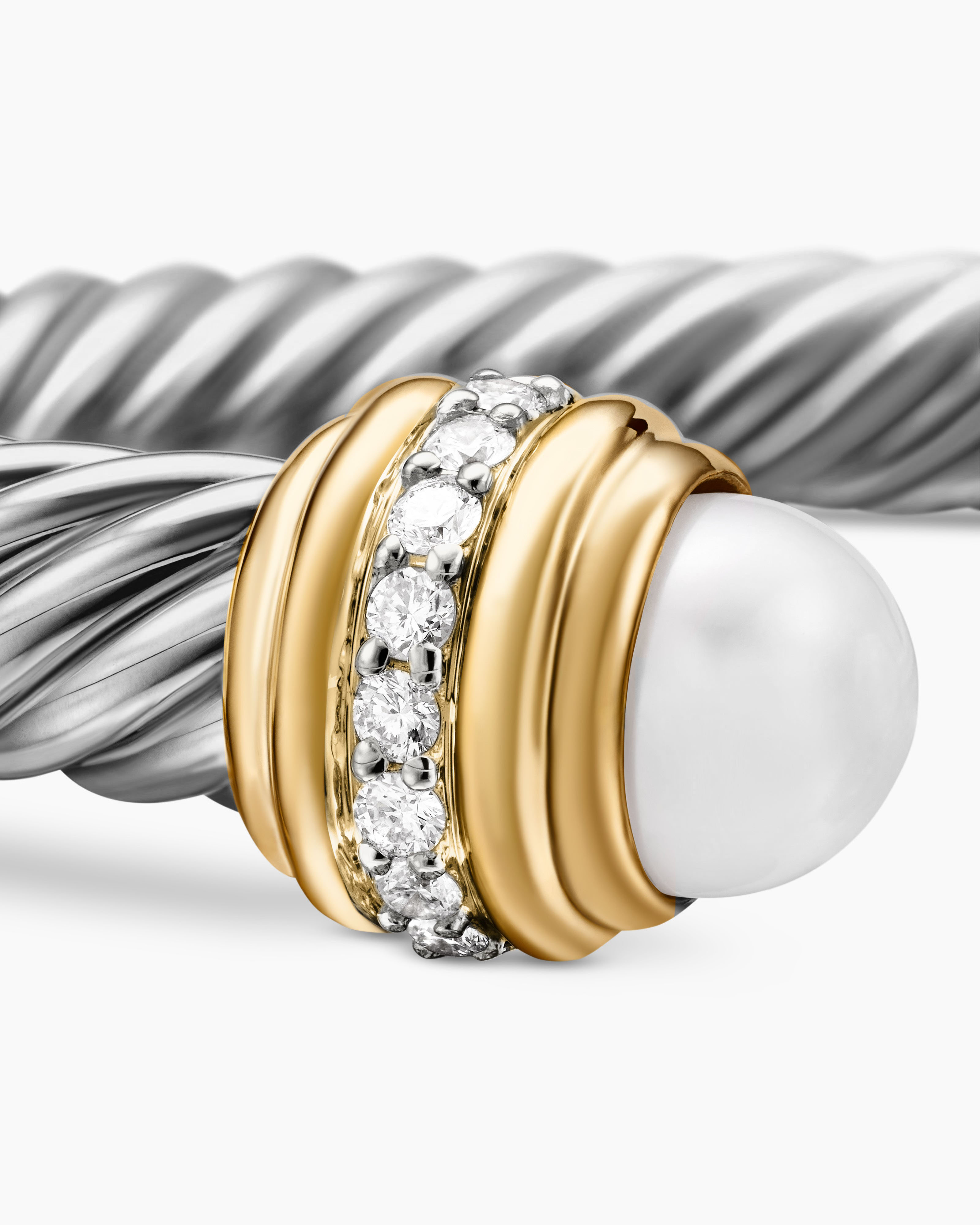 Classic Cablespira® Bracelet 18K Yellow Gold with Pearls and Diamonds, 7mm