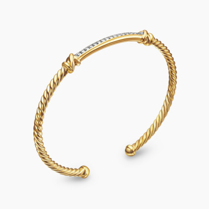 Petite Helena Cablespira® Station Bracelet 18K Yellow Gold with Diamonds, 3mm