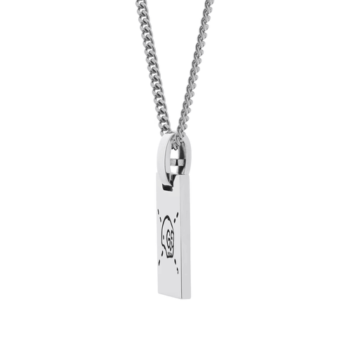 Sterling Silver Ghost Dog Tag Necklace