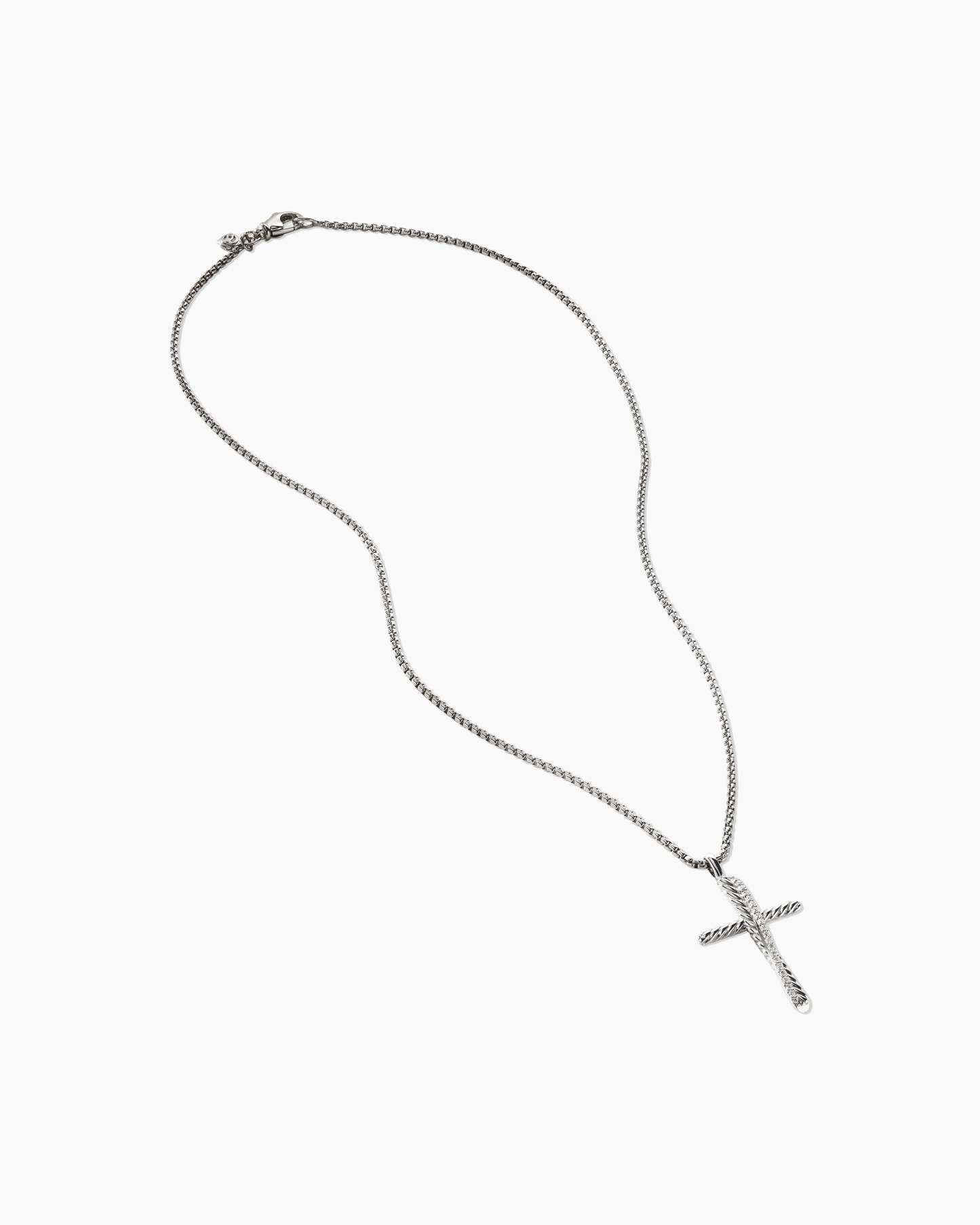 Crossover Cross Necklace Sterling Silver with Diamonds, 35.6mm