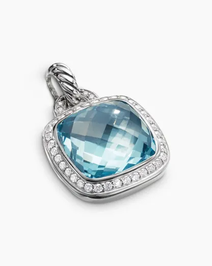 Albion庐 Pendant Sterling Silver with Blue Topaz and Diamonds, 14mm