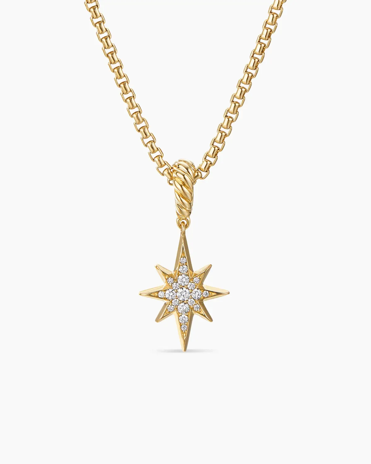 North Star Amulet 18K Yellow Gold with Diamonds, 15mm