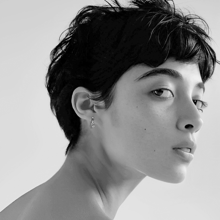 DOUBLE FLORAL CROSS HOOP EARRING