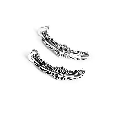 DOUBLE FLORAL CROSS HOOP EARRING