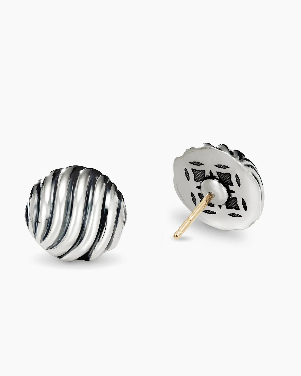 Sculpted Cable Stud Earrings Sterling Silver, 14mm