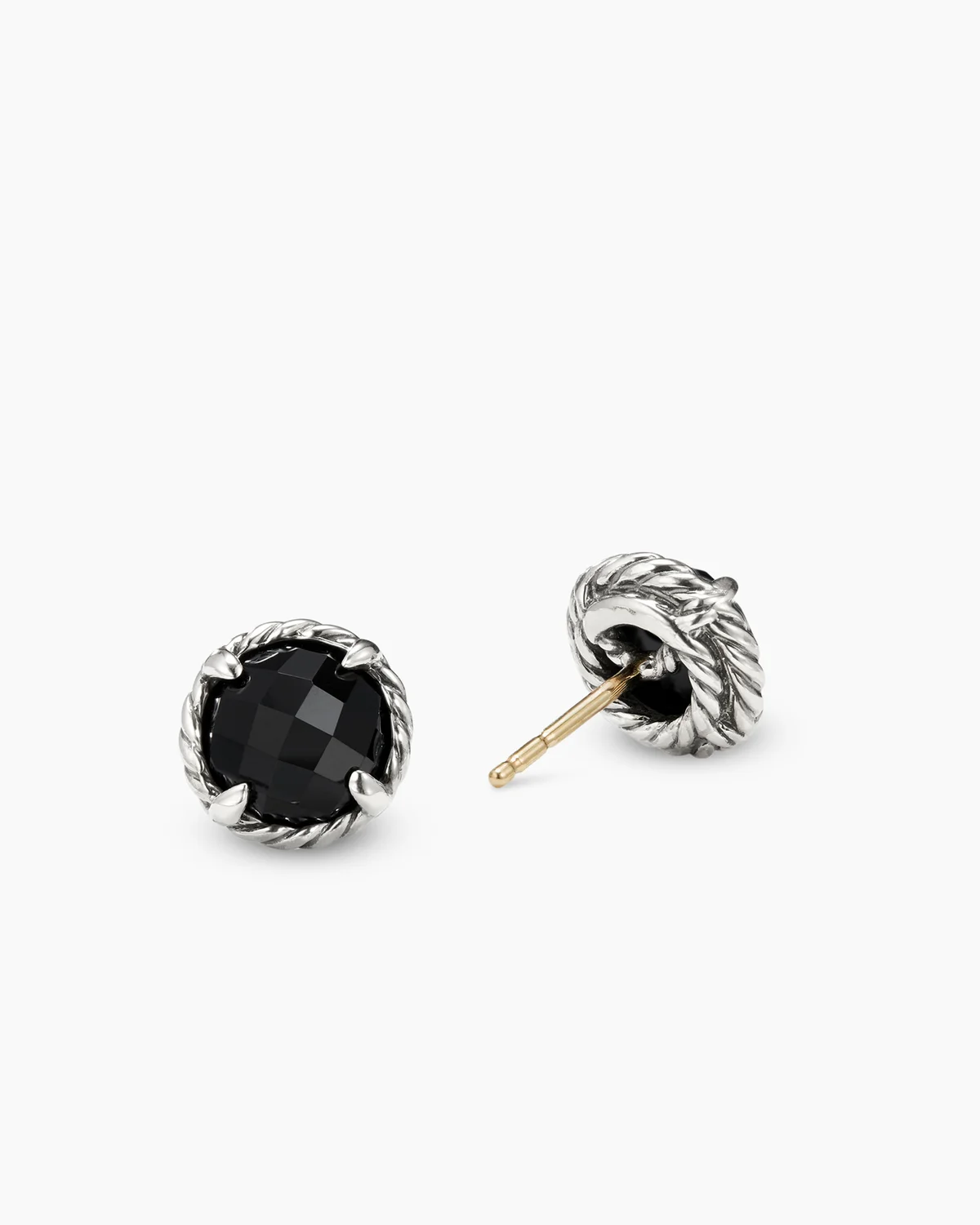Petite Chatelaine庐 Stud Earrings Sterling Silver with Black Onyx, 8mm
