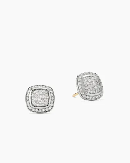 Albion庐 Stud Earrings Sterling Silver with Pav茅 Diamonds, 7mm
