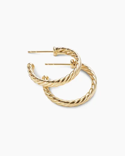 Cablespira庐 Hoop Earrings 18K Yellow Gold, 3/4in