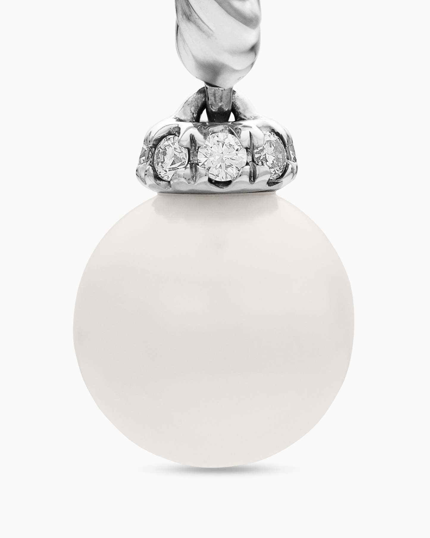 Pearl and Pavé Solari Drop Earrings Sterling Silver with Pearls and Diamonds, 18.4mm