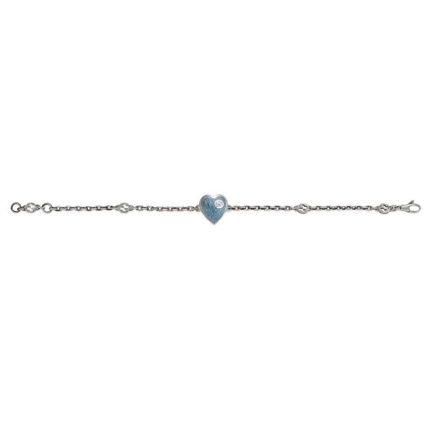 Interlocking G Light Blue Enamel Heart Bracelet