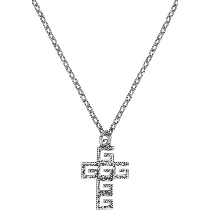 Silver Square G Cross Necklace