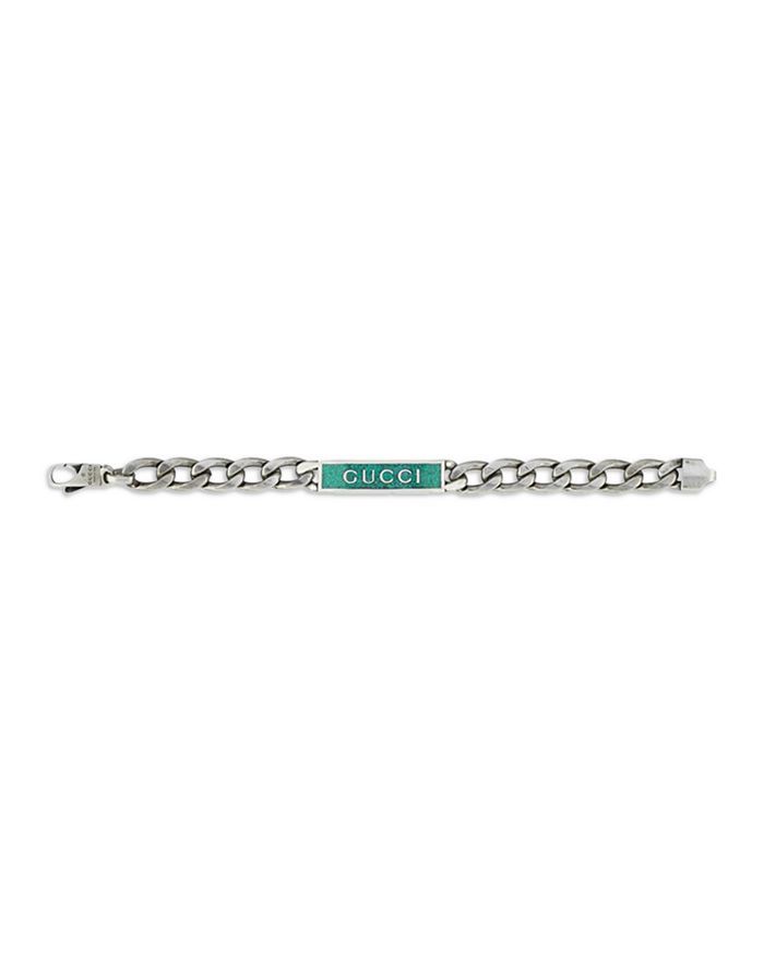 Sterling Silver Turquoise Enamel Logo ID Bracelet