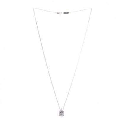 18K White Gold Diamond H W Logo Pendant Necklace