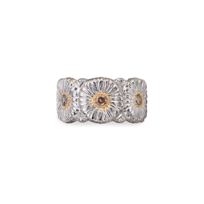 BLOSSOMS SILVER AND VERMEIL ETERNELLE RING WITH FANCY BROWN DIAMONDS