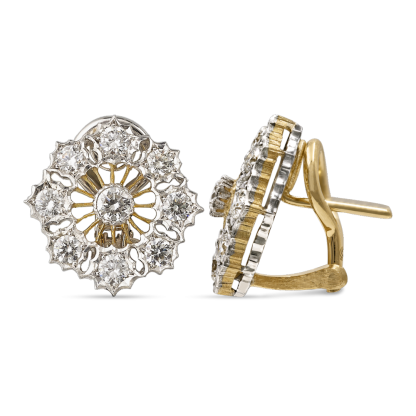 TULLE WHITE AND YELLOW GOLD RAGGIERA EARRINGS WITH DIAMONDS