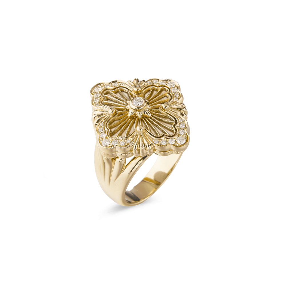 OPERA TULLE YELLOW GOLD SET RING WITH MOTHER OF PEARL